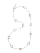 Rivka Friedman White Rhodium-plated Faceted Rock Crystal & Satin Bead Station Necklace