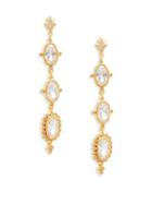 Freida Rothman Crystal And Sterling Silver Ceremony Triple Drop Earrings