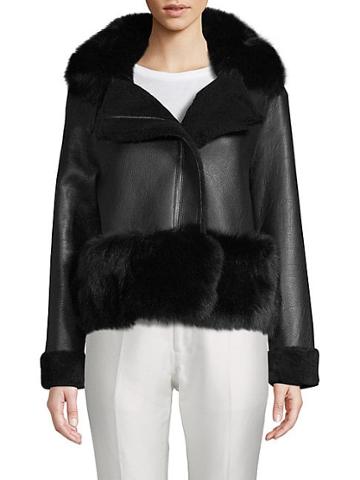 Peri Luxe Fox Fur-trim Sheepskin Jacket