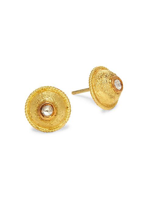 Artisan 18k Yellow Gold & Diamond Stud Earrings