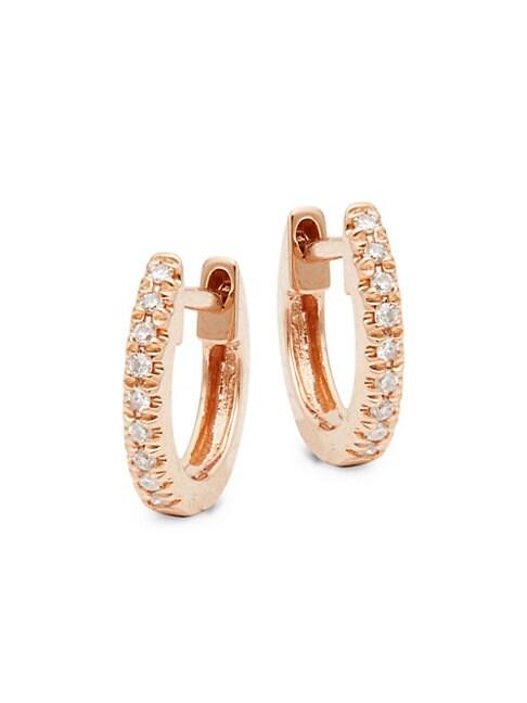 Saks Fifth Avenue 14k Rose Gold & Diamond Huggie Earrings