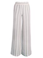 Pure Navy Stripe Linen Wide-leg Pants