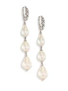 John Hardy Legends Naga 8-11mm White Baroque Pearl & Sterling Silver Dangle Drop Earrings