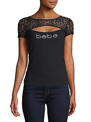 Bebe Lace Logo Short-sleeve Top