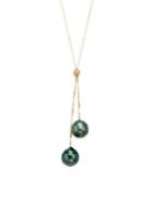 Effy 14k Gold Black Tahitian Baroque Pearl Double-drop Pendant Necklace