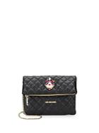 Love Moschino Quilted Faux Leather Convertible Clutch
