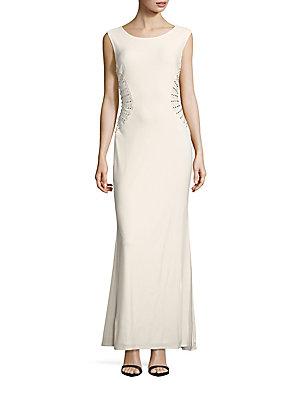 Laundry By Shelli Segal Solid Embellished Gown