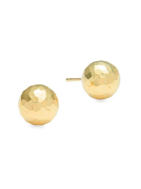 Saks Fifth Avenue 14k Hammered Gold Ball Stud Earrings