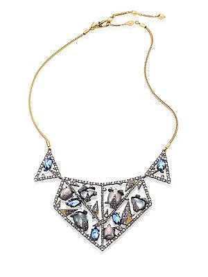 Alexis Bittar Crystal-encrusted Mosaic Lace Bib Necklace
