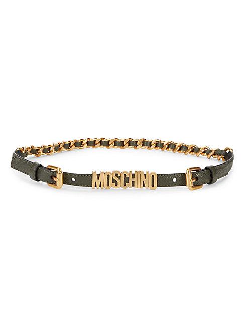 Moschino Leather & Goldtone Chain Belt
