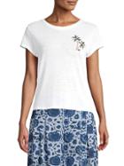 Free People Embroidered Cotton Blend Tee