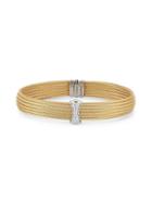 Alor 18k Yellow Gold Stainless Steel Diamond Cable Cuff