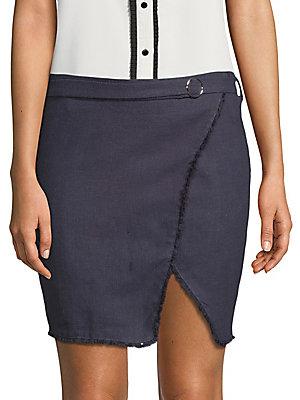 J.o.a. Frayed Linen Mini Skirt
