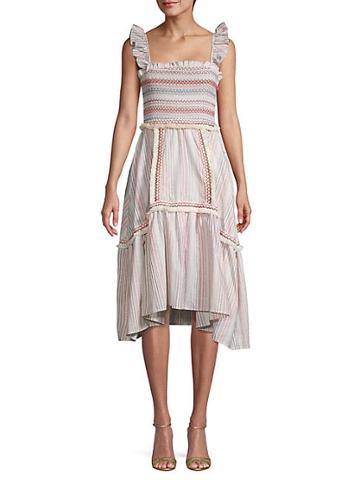 Allison New York Smocked & Striped Cotton Dress