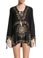 Rise & Bloom Embroidered Long-sleeve Coverup