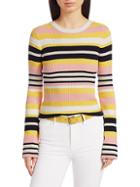 Frame Baja Stripe Cotton & Cashmere Rib-knit Sweater