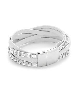 Swarovski Crystal & Leather Woven Bracelet