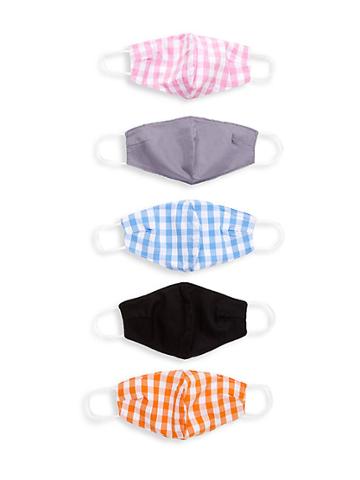 Wellness By Harmony & Sole 5-piece Cotton Solid & Gingham Face Mask Set