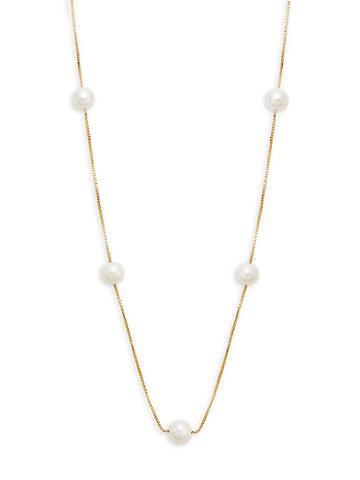 Masako 14k Yellow Gold & Freshwater Pearl Station Necklace