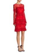 Theia Lace Tiered Cocktail Dress