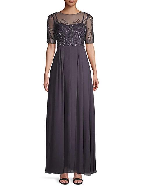 Adrianna Papell Beaded Illusion Gown
