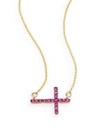 Effy Ruby & 14k Yellow Gold Cross Necklace