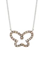 Suzanne Kalan 14k White Gold & Champagne Diamond Butterfly Pendant Necklace