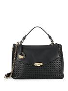 Versace Collection Chain Detailed Woven Leather Satchel