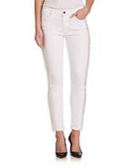 7 For All Mankind Kimmie Fringe Tuxedo-stripe Cropped Jeans
