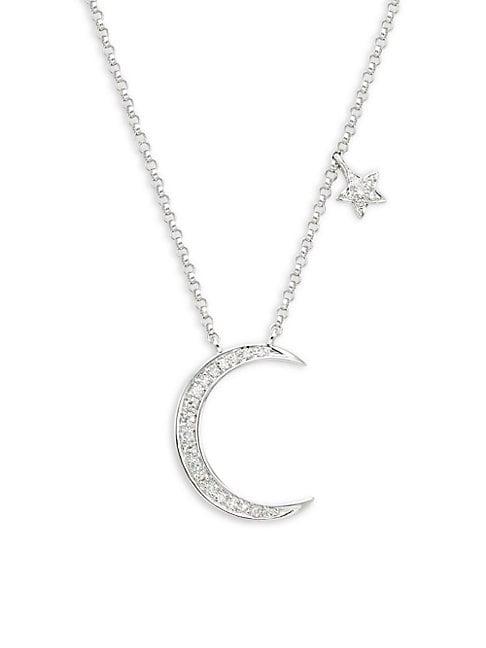 Effy 14k White Gold & Diamond Crescent Pendant Necklace