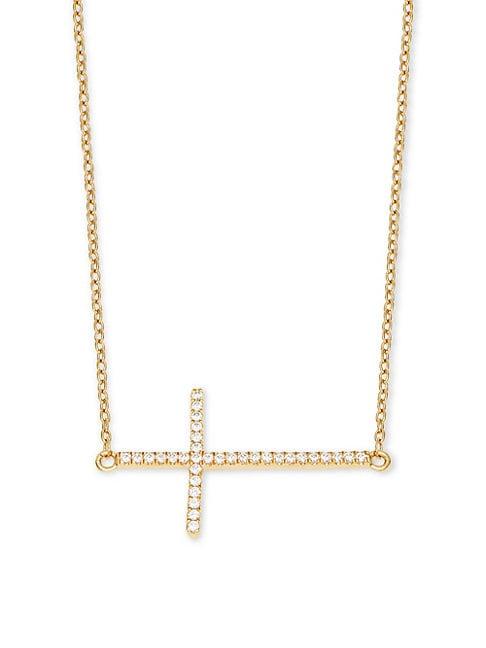 Lafonn Goldplated Simulated Diamond Cross Pendant Necklace