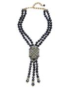 Heidi Daus Deco Two-strand Beaded Pendant Tassel Necklace