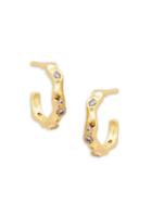 Gorjana Goldtone & White Crystal C-hoop Earrings