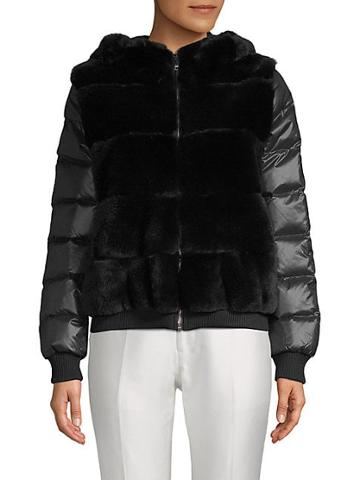 Peri Luxe Rabbit Fur-accented Puffer Jacket