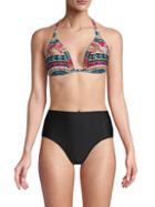 La Blanca Swim Border Geo-print Triangle Bikini Top
