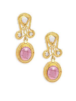 Estate Jewelry Collection Pink Tourmaline & 22k Yellow Gold Drop Earrings