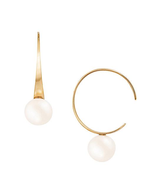 Masako 14k Yellow Gold & 8-8.5mm Round Cultured Freshwater Pearl Semi Hoop Earrings