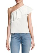 7 For All Mankind Ruffled One-shoulder Top