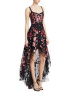 Marchesa Embroidered High-low Sleeveless A-line Dress