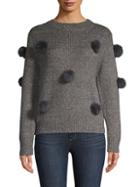 Clich Faux Fur Pom-pom Heathered Sweater