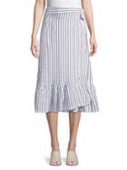 Saks Fifth Avenue Striped Linen Wrap Skirt