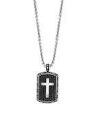 Effy Sterling Silver & Black Sapphire Cross Dog Tag Pendant Necklace