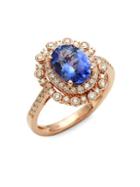 Effy 14k Rose Gold Diamond & Tanzanite Pendant Ring