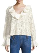 See By Chlo Ruffled Lace Bell Sleeve Blouse