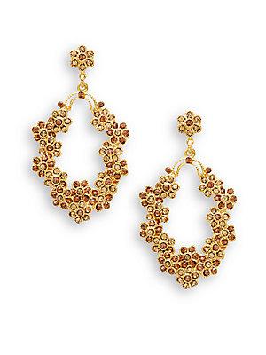 Azaara Vintage Normandie Topaz Swarovski Crystal 22k Goldplated Drop Earrings
