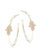 Saks Fifth Avenue 14k Yellow Gold & Diamond Hamsa Hoop Earrings