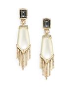 Alexis Bittar Lucite Crystal Spear Fringe Clip-on Drop Earrings/ivory