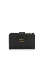 Prada Small Pebbled Leather Bow Zip Wallet
