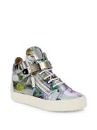 Giuseppe Zanotti Floral & Metallic High-top Sneakers