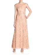 Vera Wang Sequined Lace Gown